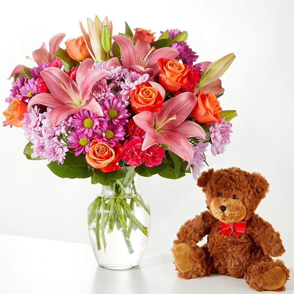 One and Only Bouquet and Bear Bundle – Flowers By Robert Taylor Inc, West Covina CA
