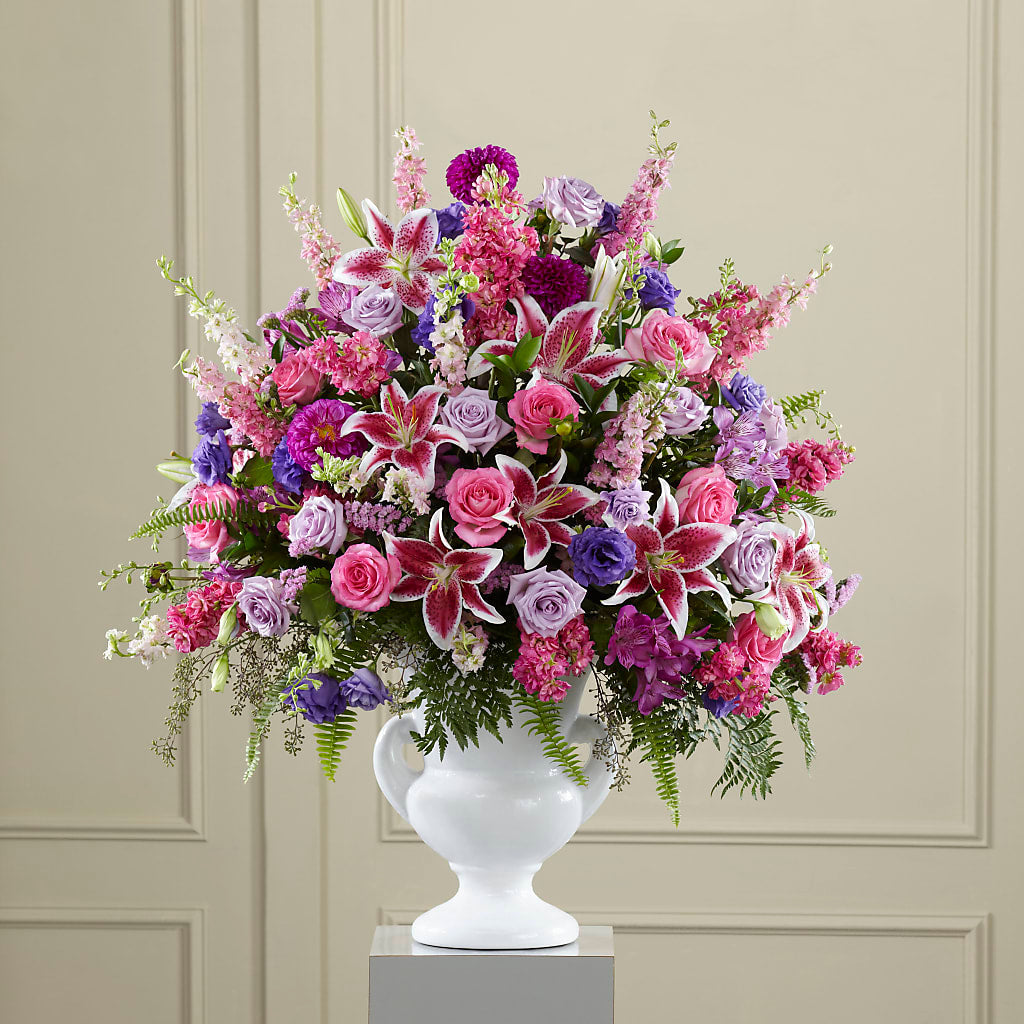 Peaceful Tribute Arrangement – Flowers By Robert Taylor Inc, West Covina CA