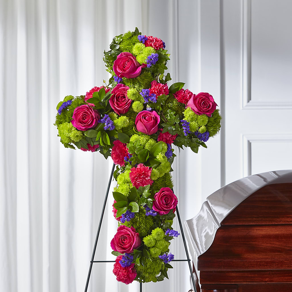 Tribute Rose Floral Cross – Flowers By Robert Taylor Inc, West Covina CA