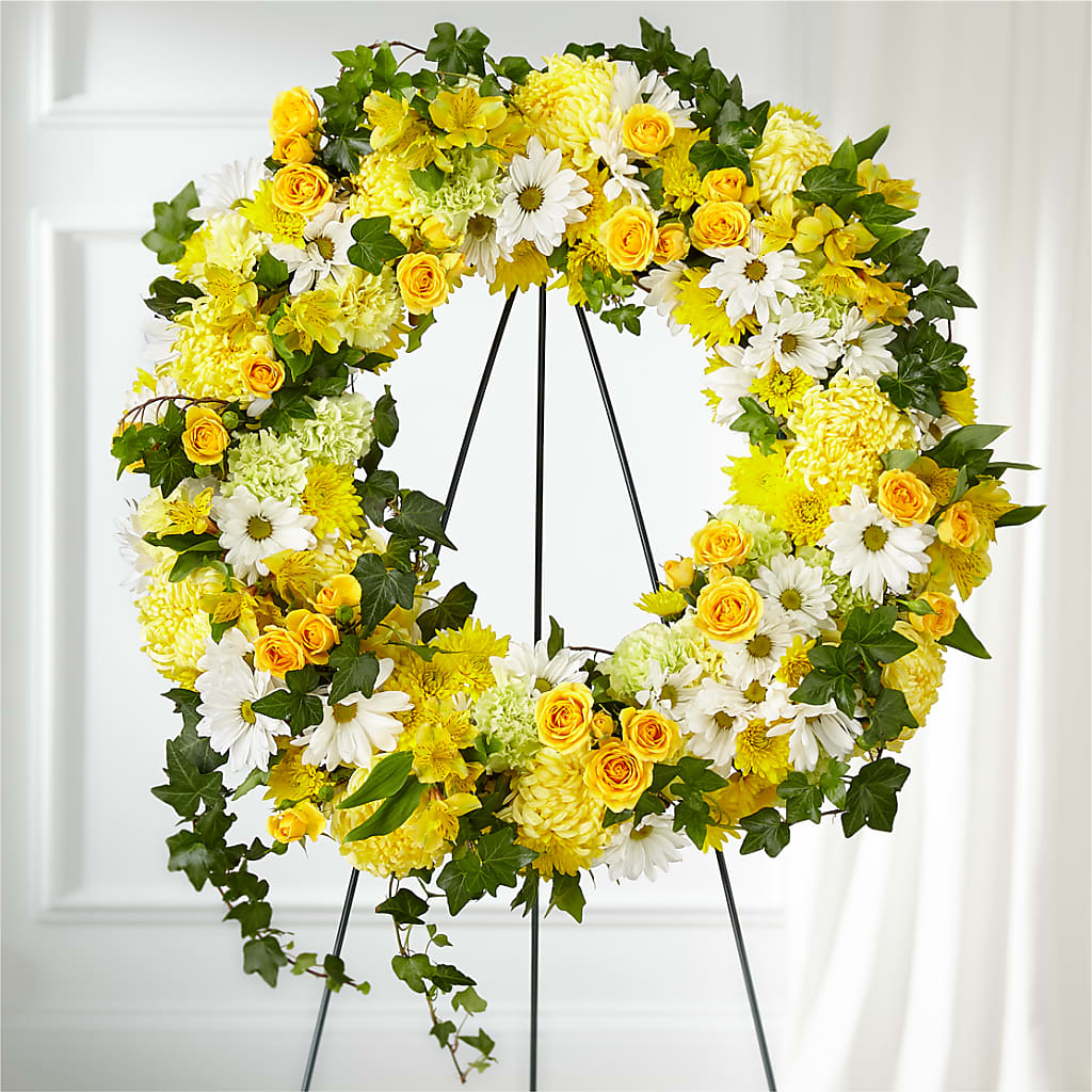 Golden Remembrance Wreath – Flowers By Robert Taylor Inc, West Covina CA