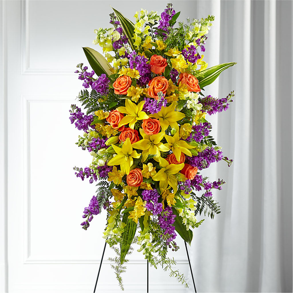 Thoughtful Prayers Standing Spray – Flowers By Robert Taylor Inc, West Covina CA