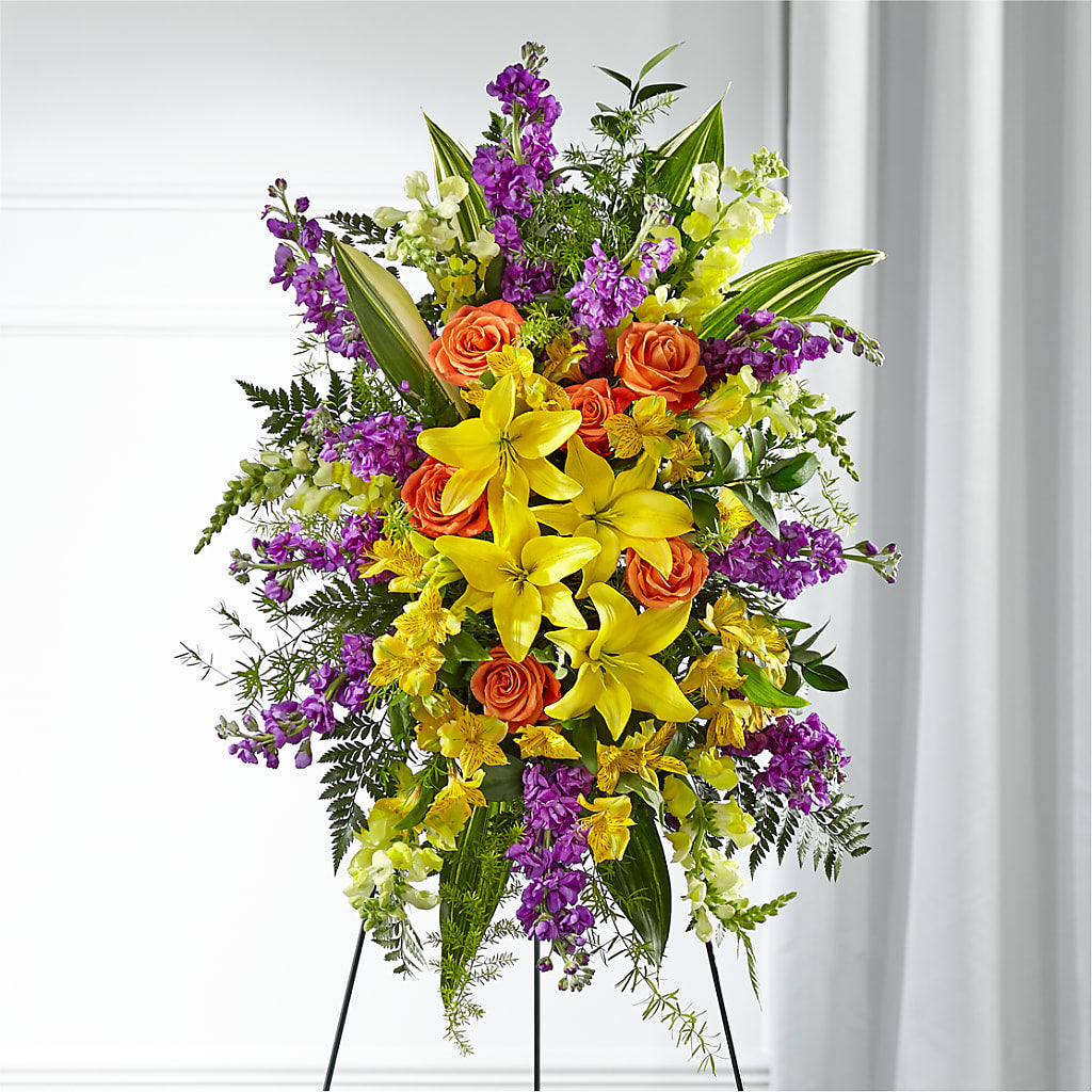 Thoughtful Prayers Standing Spray – Flowers By Robert Taylor Inc, West Covina CA