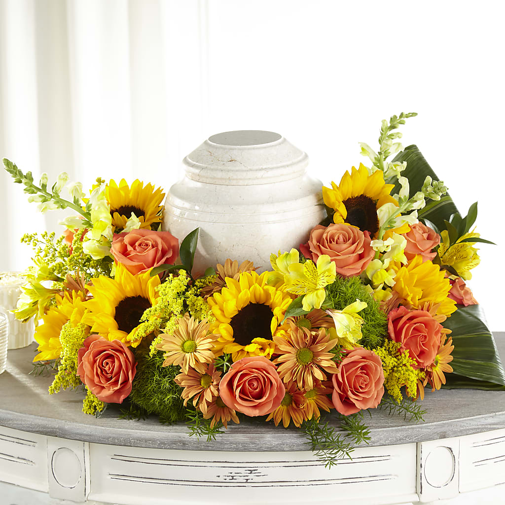 Faithful Sunflower Cremation Adornment – Flowers By Robert Taylor Inc, West Covina CA