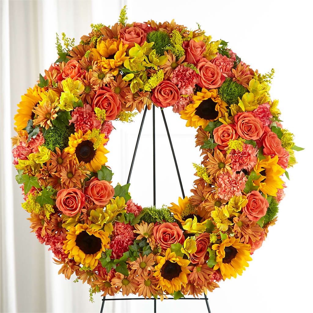 Autumnal Memories Wreath (Standard) – Flowers By Robert Taylor Inc, West Covina CA