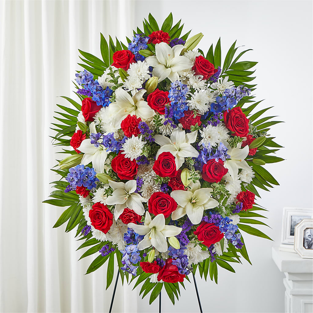 Cherished Service Standing Spray – Flowers By Robert Taylor Inc, West Covina CA