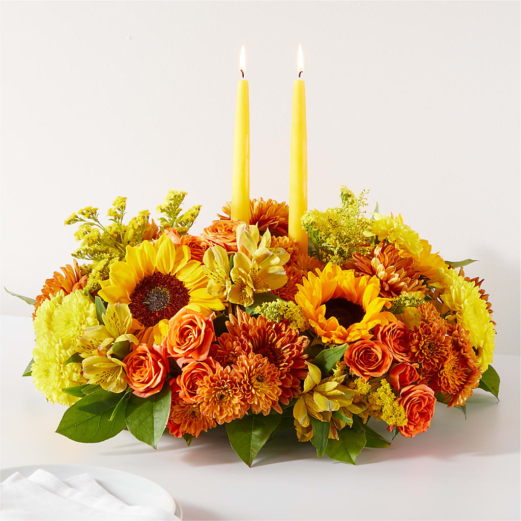 Autumn Harmony Centerpiece – Flowers By Robert Taylor Inc, West Covina CA