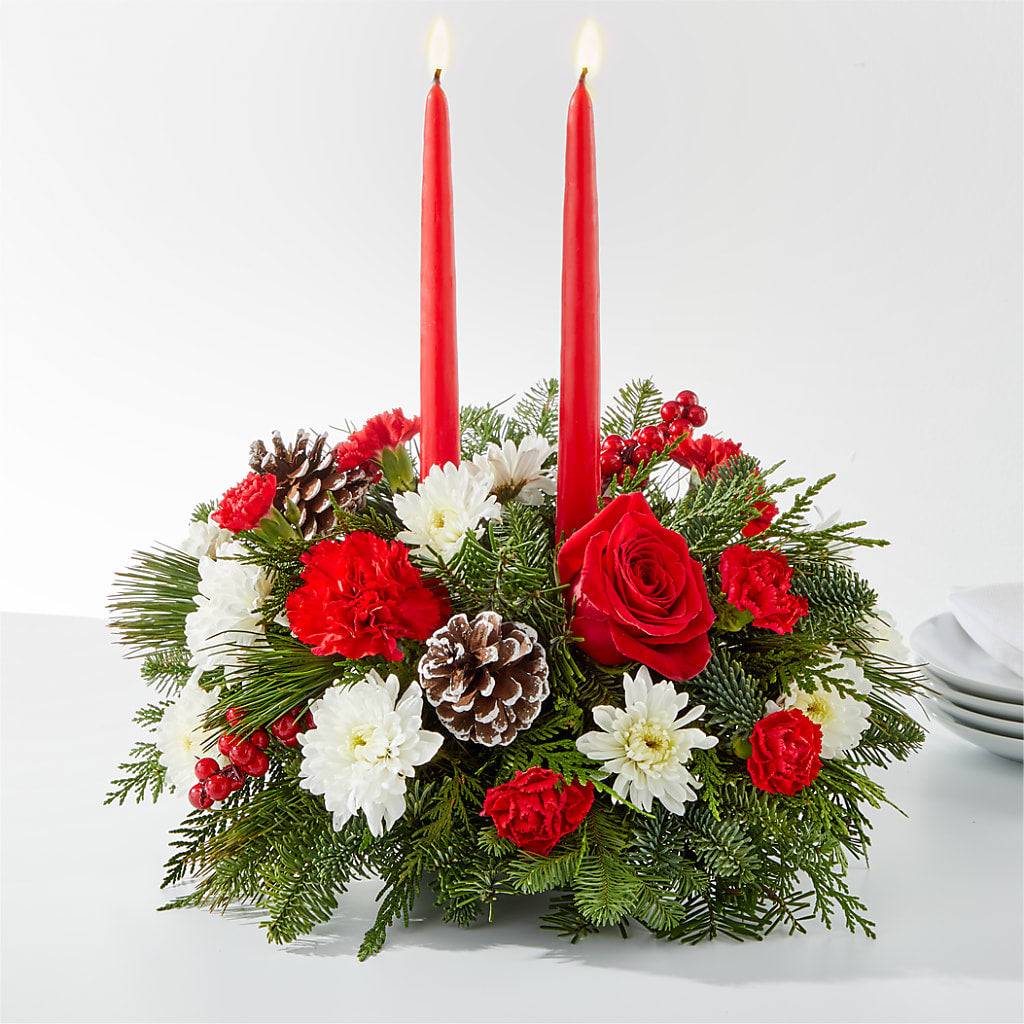 Holiday Soiree Centerpiece – Flowers By Robert Taylor Inc, West Covina CA