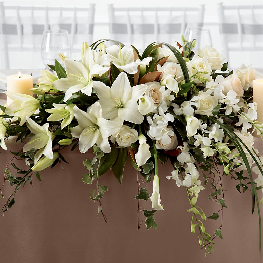 White Linen Arrangement – Flowers By Robert Taylor Inc, West Covina CA