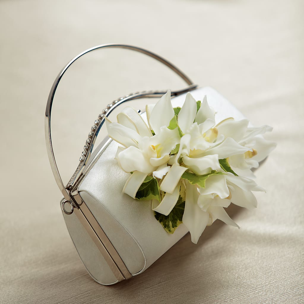 White Purse Decor – Flowers By Robert Taylor Inc, West Covina CA