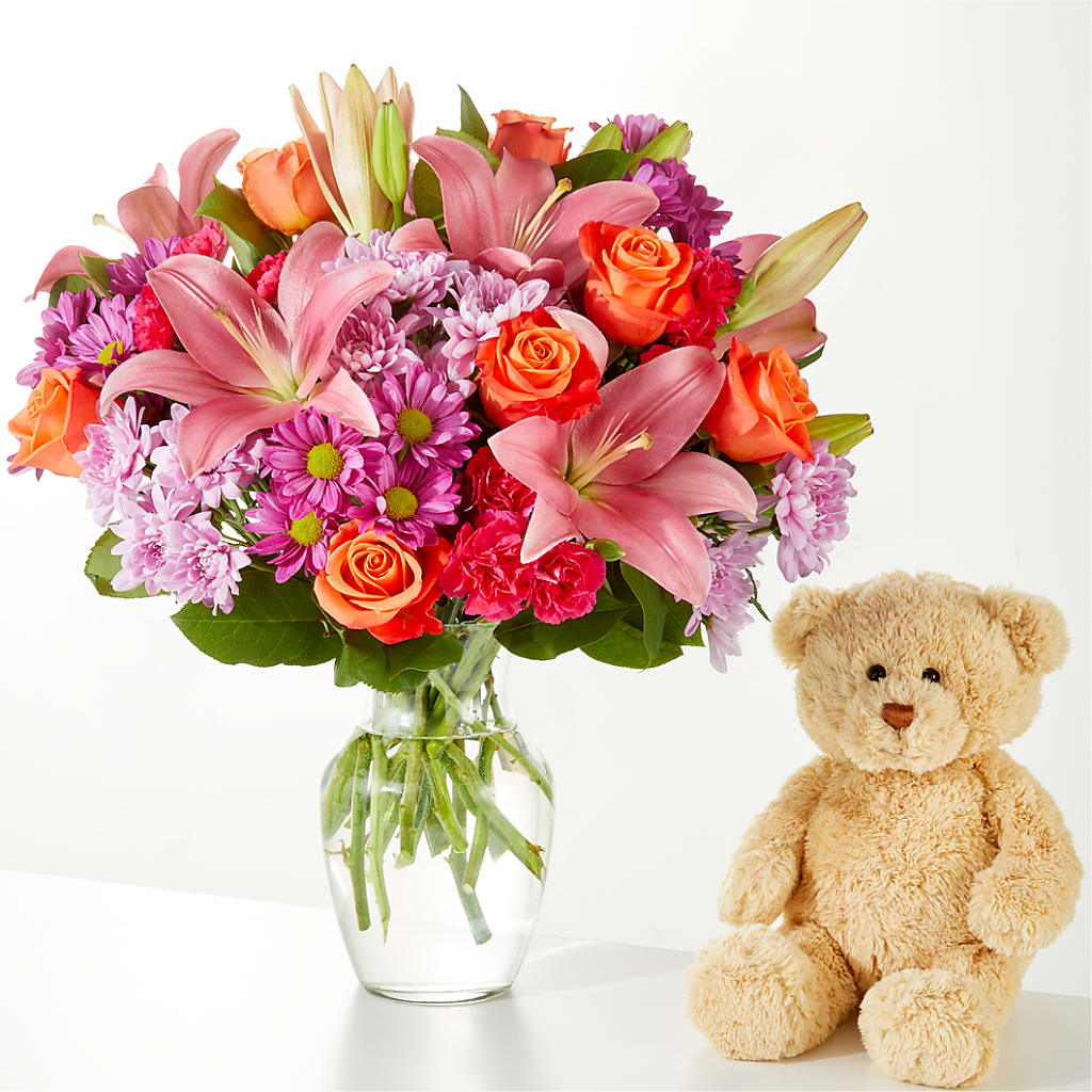 One and Only Bouquet and Bear Bundle –  Flowers By Robert Taylor Inc, West Covina CA