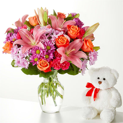 One and Only Bouquet and Bear Bundle –  Flowers By Robert Taylor Inc, West Covina CA