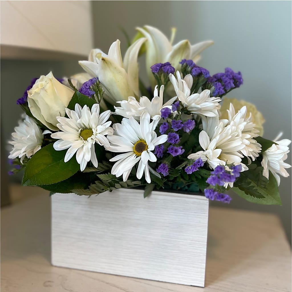Beyond Blue Box Bouquet –  Flowers By Robert Taylor Inc, West Covina CA