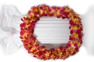 Mount Sac college BURGANDY/YELLOW LEI Graduation leis     USC  WEST COVINA HIGH SCHOOL –  Flowers By Robert Taylor Inc, West Covina CA