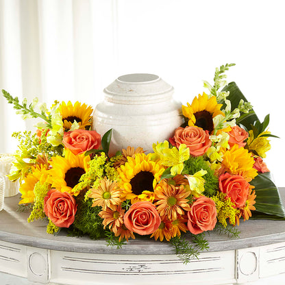 Faithful Sunflower Cremation Adornment –  Flowers By Robert Taylor Inc, West Covina CA