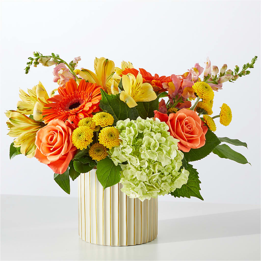 Autumn Sunshine Bouquet with Ivory Vase –  Flowers By Robert Taylor Inc, West Covina CA