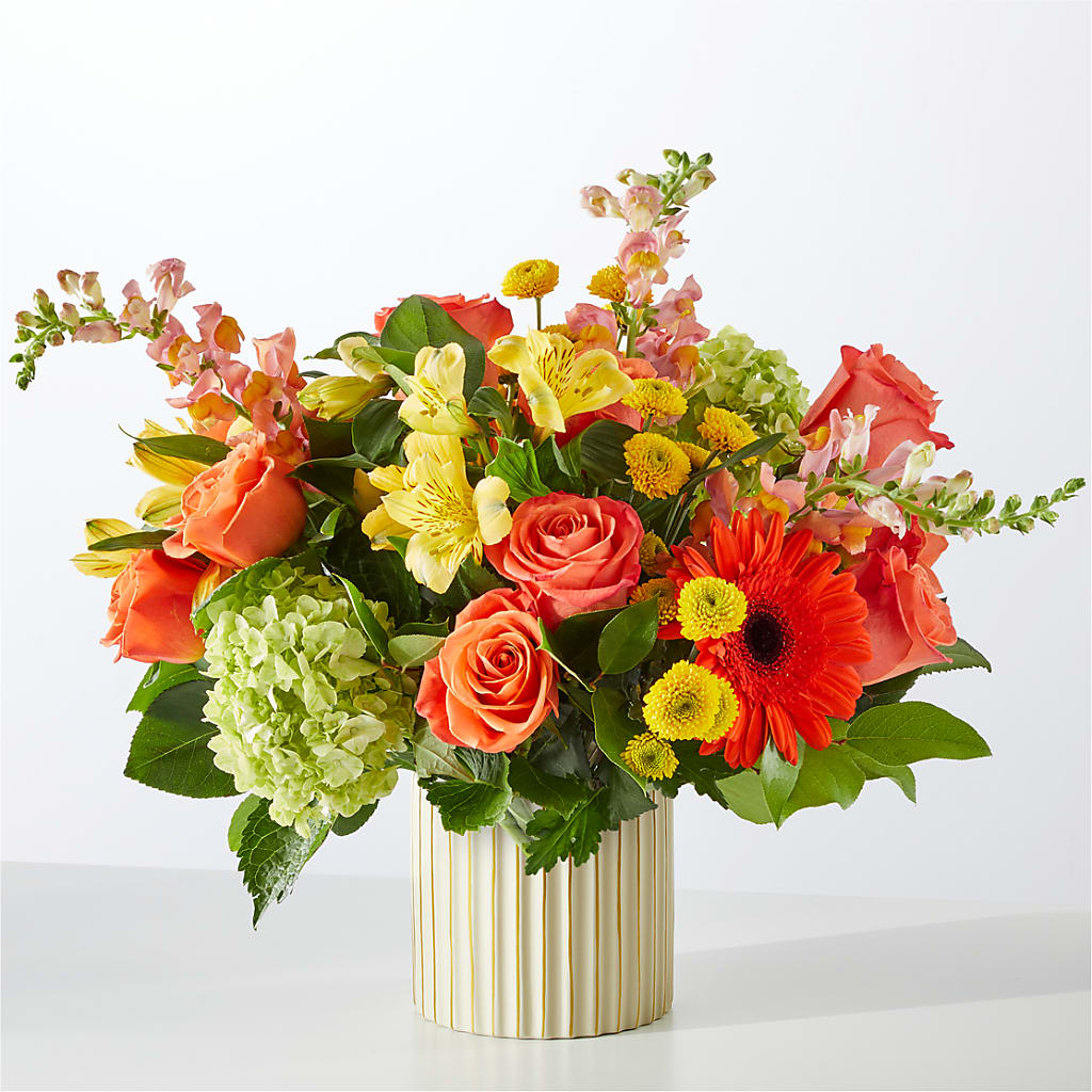 Autumn Sunshine Bouquet with Ivory Vase –  Flowers By Robert Taylor Inc, West Covina CA