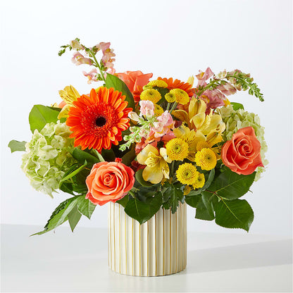 Autumn Sunshine Bouquet with Ivory Vase –  Flowers By Robert Taylor Inc, West Covina CA