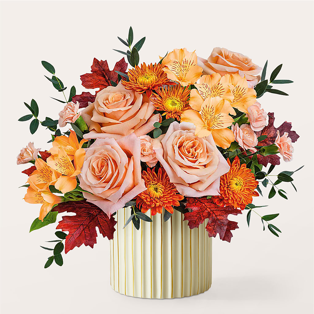 Spiced Latte Bouquet with Ivory Vase –  Flowers By Robert Taylor Inc, West Covina CA