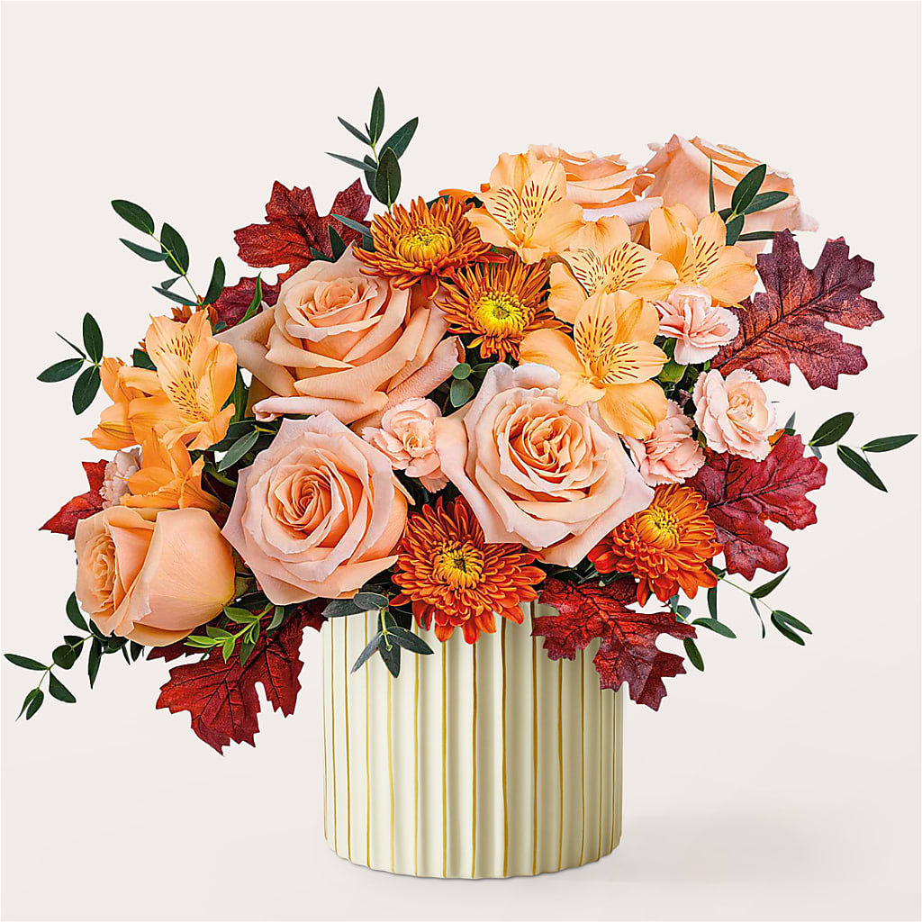 Spiced Latte Bouquet with Ivory Vase –  Flowers By Robert Taylor Inc, West Covina CA
