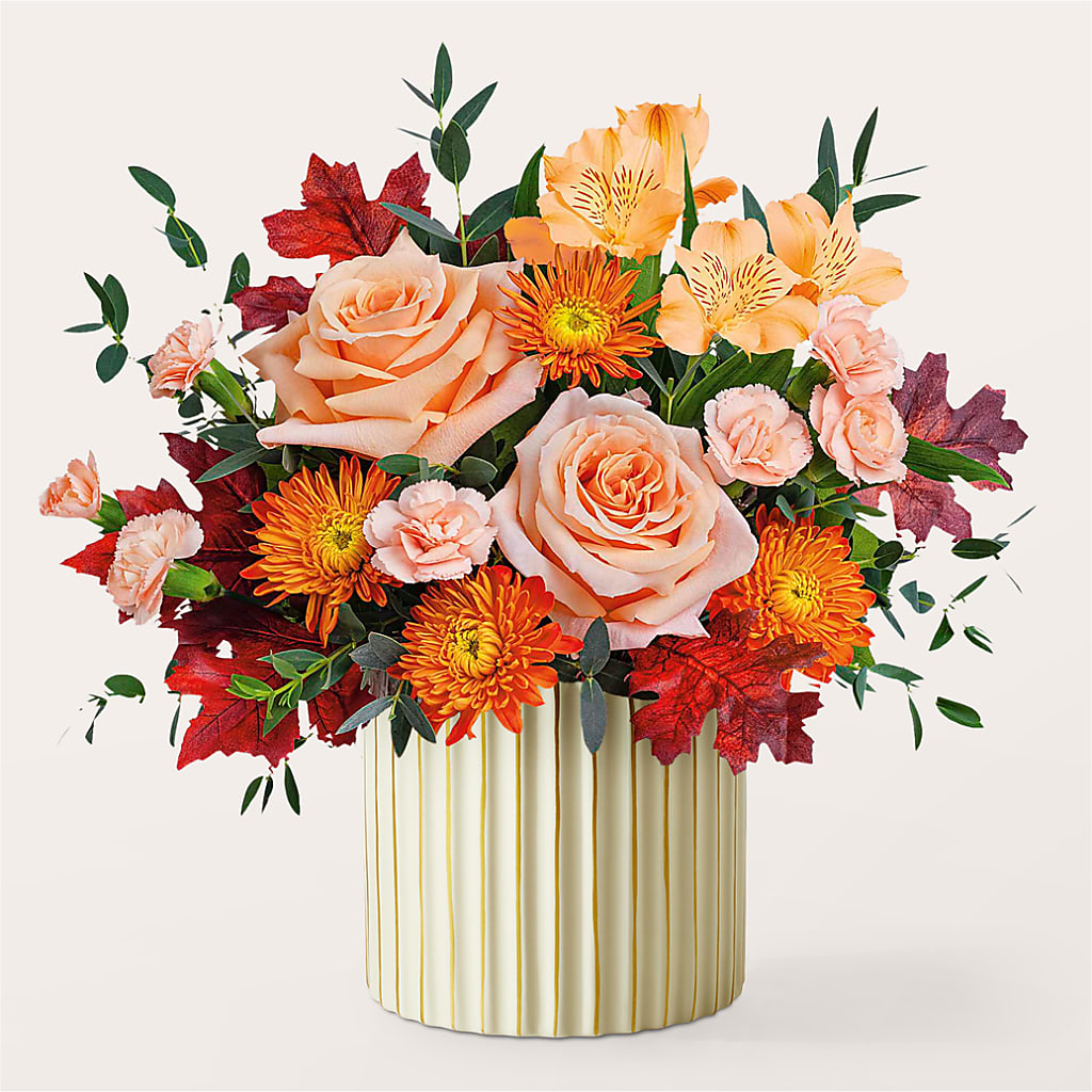 Spiced Latte Bouquet with Ivory Vase –  Flowers By Robert Taylor Inc, West Covina CA