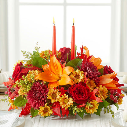 Autumn's Embrace Centerpiece –  Flowers By Robert Taylor Inc, West Covina CA