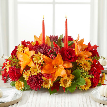 Autumn's Embrace Centerpiece –  Flowers By Robert Taylor Inc, West Covina CA